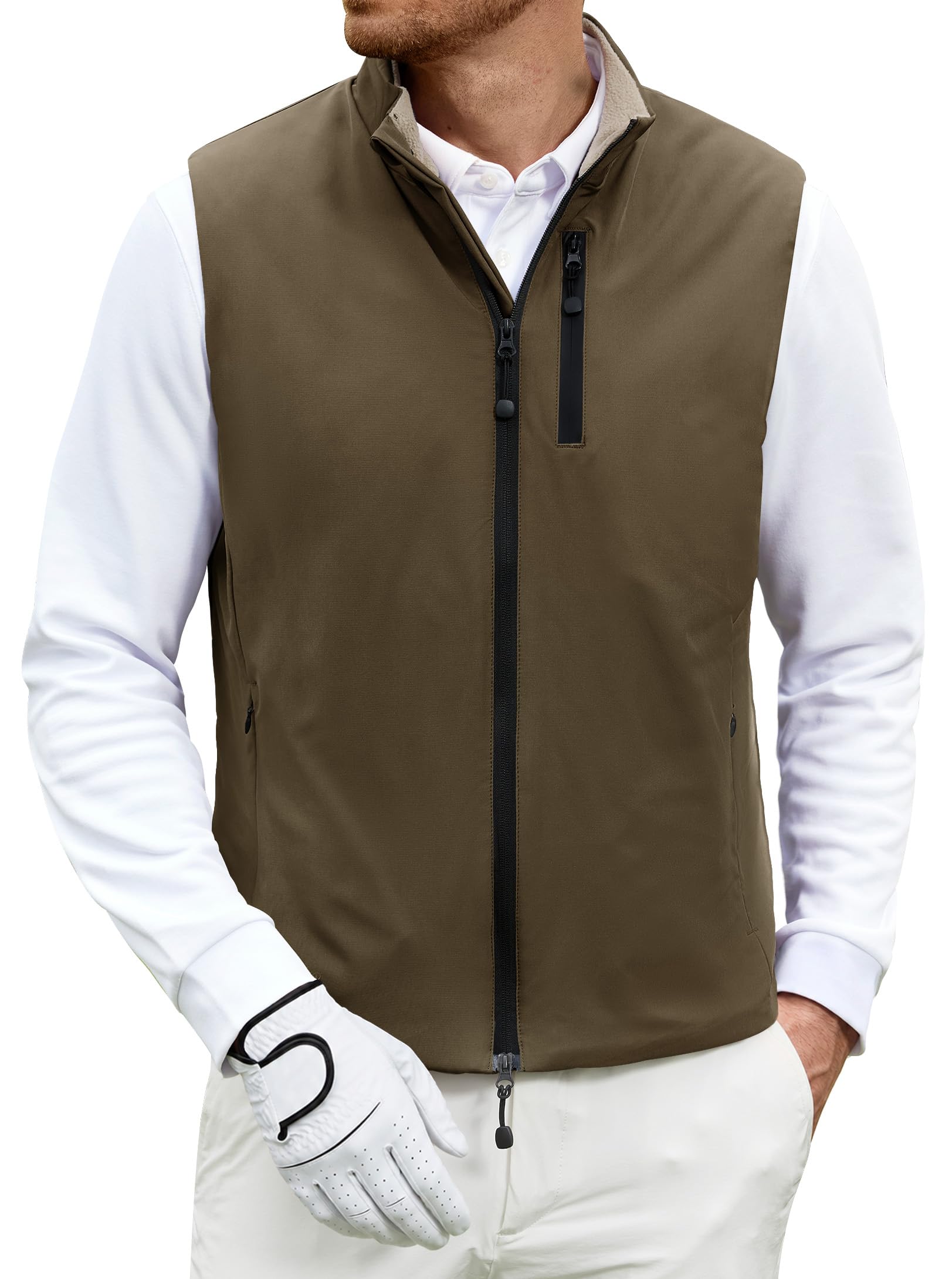 Mens Golf Vest Quilted Windproof Thermal Sleeveless Jacket