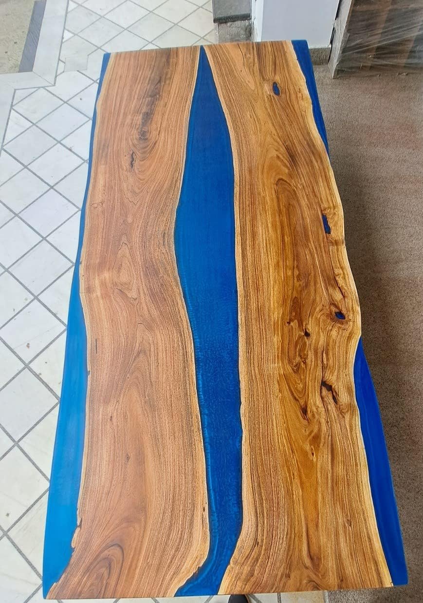 Customized Large Epoxy Table, Resin River Dining Table for 2, 4, 6, 8 Blue River Table, Epoxy Coffee Table, Living Room Table, Home décor (16.5" Inches Tall, 72 x 48 Inches) image 2