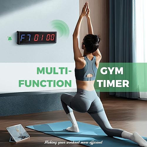 Miniatura 6 de Reloj temporizador de gimnasio Bluetooth de 15 pulgadas para gimnasio en casa, pantalla digital, cronómetro, cronómetro, temporizador de