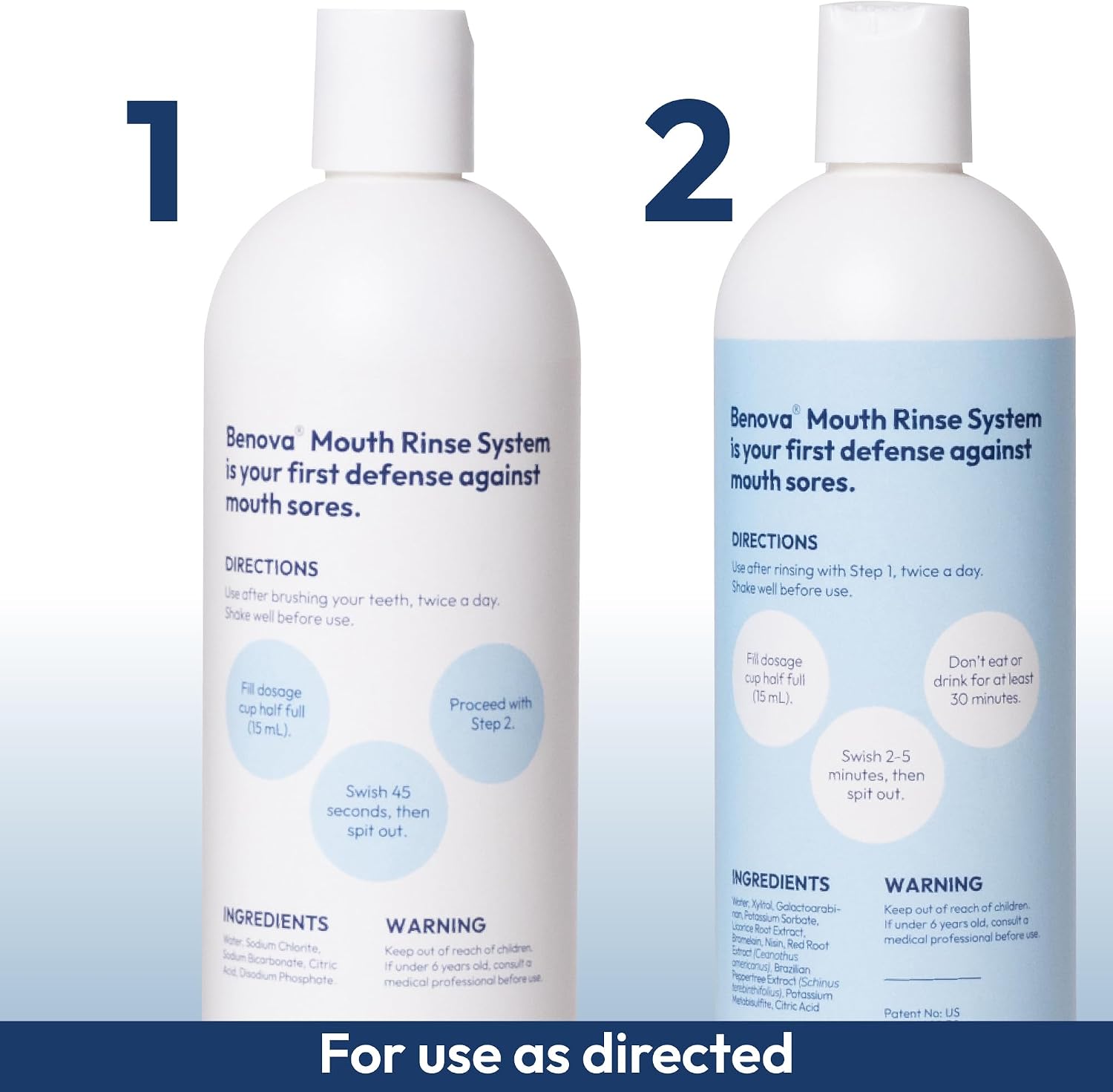 Mouth Rinse System (16oz) for Oral Mucositis & Mouth Sores | Two-Step Fast Relief | Alcohol-Free, Lidocaine-Free | for Chemo & Cancer Patients | Gentle Daily Care