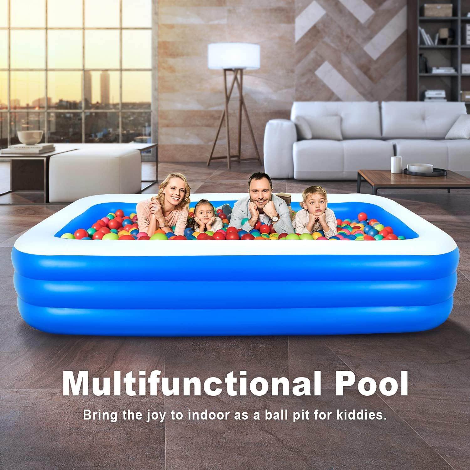 FoldBubble Inflatable Swimming Pool,118"x72"x22" Full-Sized Above Ground Inflatable Lounge Pool for Kids,Adults,Garden,Backyard,Outdoor Swim Center Water Party Family Pool