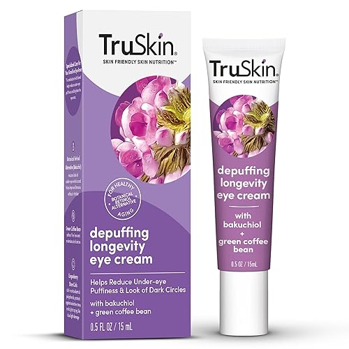 TruSkin Longevity Crema para ojos – Crema de ojos con cafeína con bakuchiol, células madre de arándano rojo y grano de café verde – Alternativa de