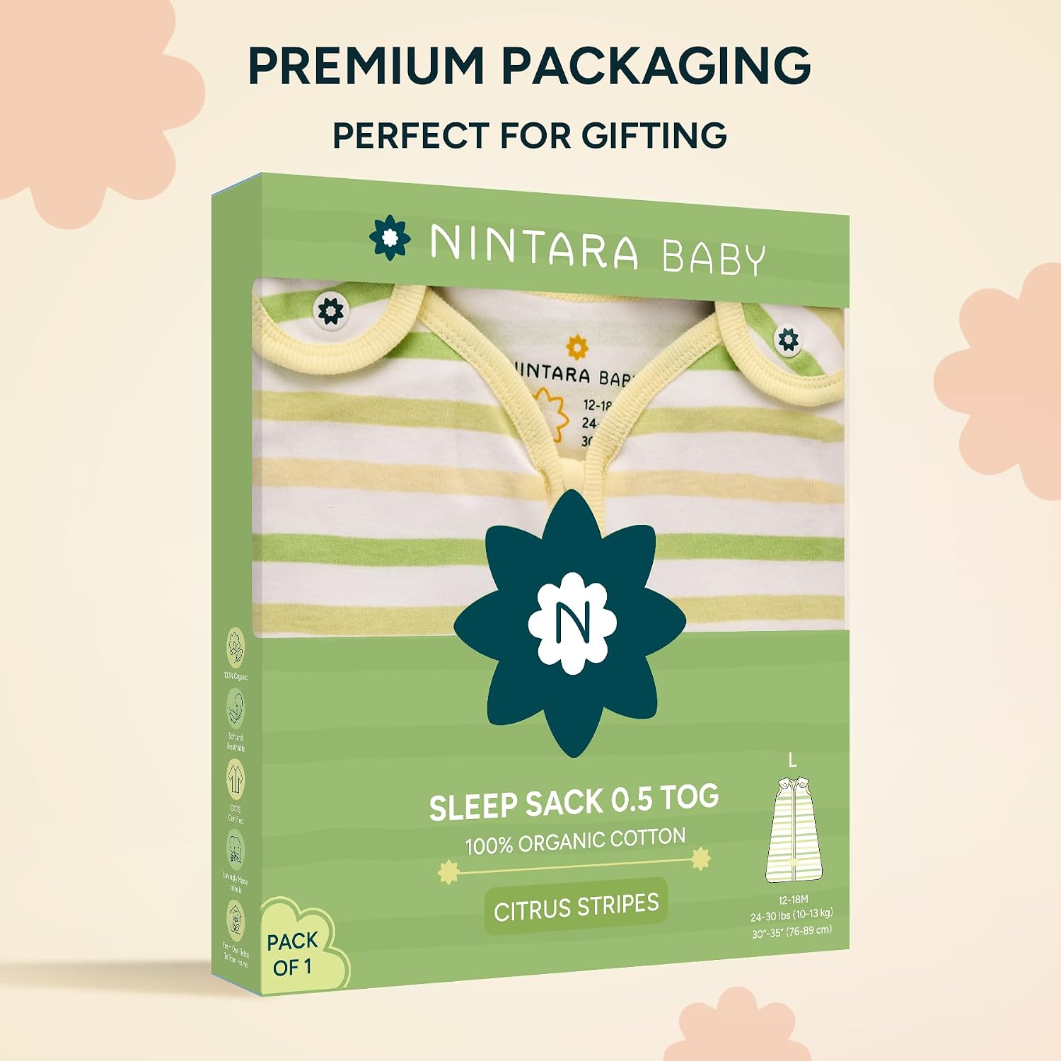 0.5 TOG Sleep Sack - Premium Organic Cotton, Lightweight Wearable Blanket for Newborns, Infants & Toddlers