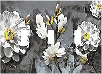 Vista 133 de Cubierta de Placa de Pared de 2 Pandillas de Mármol Abstracto, Placa Frontal de Interruptor de Luz Eléctrico Decorativa en Azul Marino y Oro