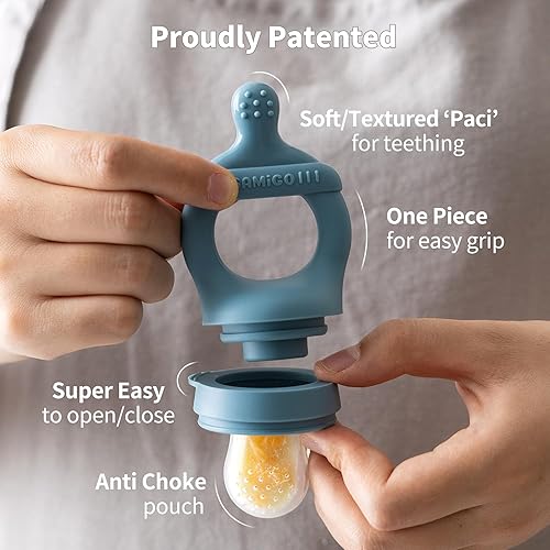 Miniatura 3 de SAMiGO Alimentador de frutas para bebés y moldes para paletas de leche materna, mordedor de frutas de silicona, chupete para aliviar la dentición,