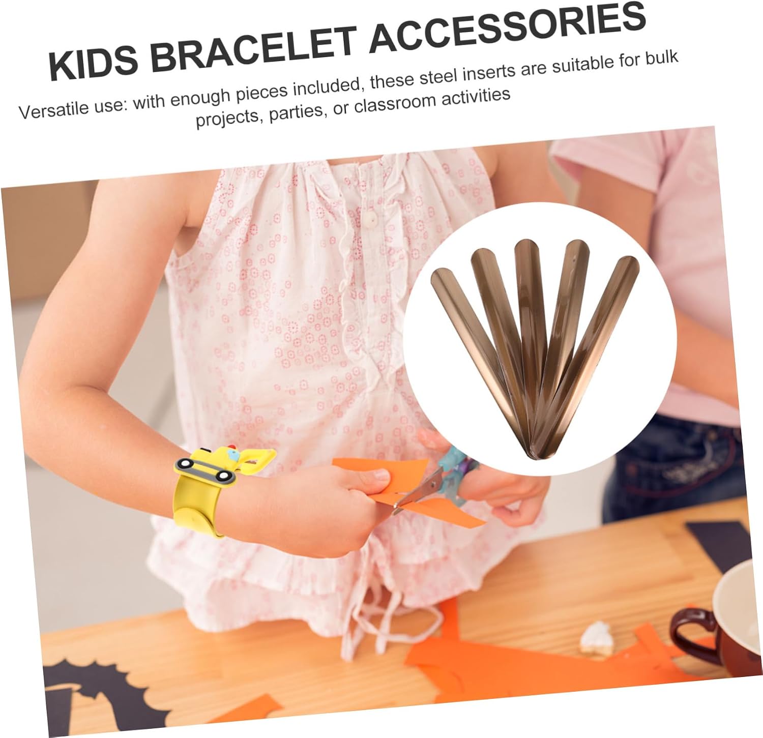 50 Pcs DIY Slap Bracelet Steel Sheets for Kids Blank Metal Inserts for Creative Projects Adjustable Slap Band Accessories for Crafting and Fun Activities
