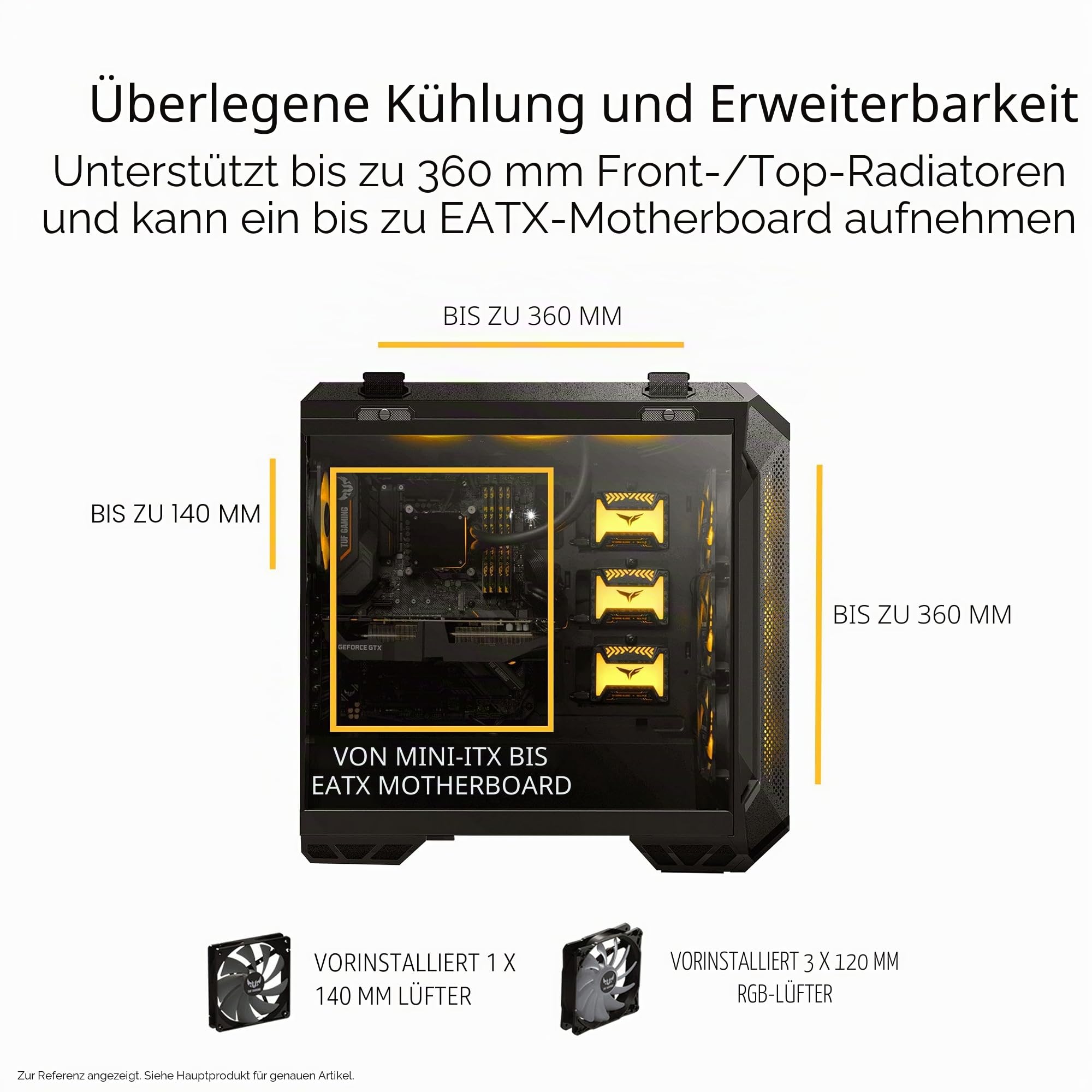 ASUS TUF Gaming GT501 White Edition Mid-Tower Computergehäuse EATX USB 3.1 Rauchglas Stahlkonstruktion 4 Lüfter