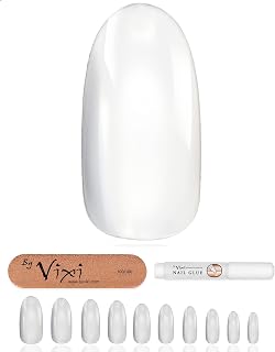 By Vixi 600 LANG OVAL-NÄGEL mit VORBEREITUNGSFEILE, 10 Größen - Opak Express-Fingernagelverlän gerungen, vollabdeckung. Für Profis & den Heimgebrauch