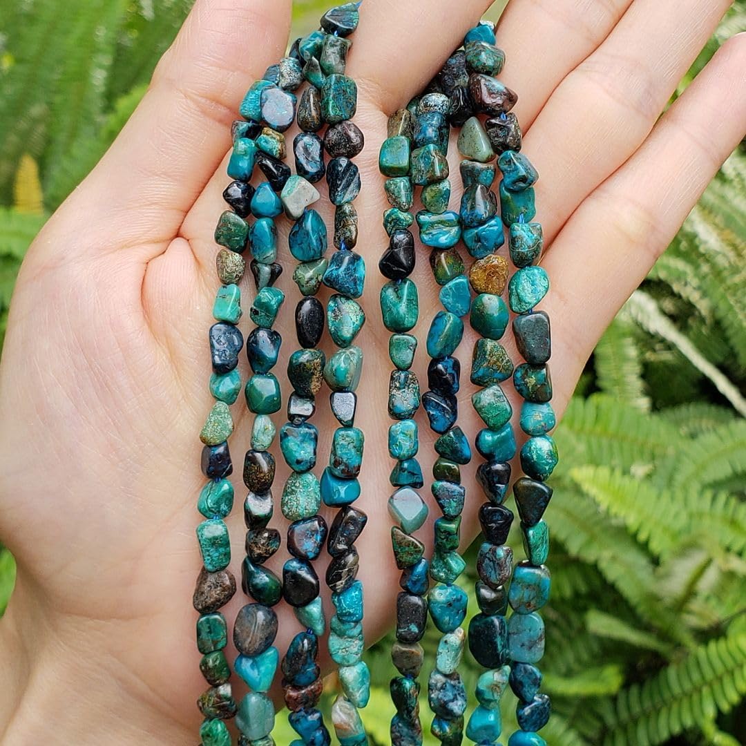 Adabele 45 Inch Natural Chrysocolla Turquoise Gemstone Loose Beads 5mm to 8mm Free Form Oval Tumbled Pebble Gem Stone Spacerfor Jewelry Making GZ11-52