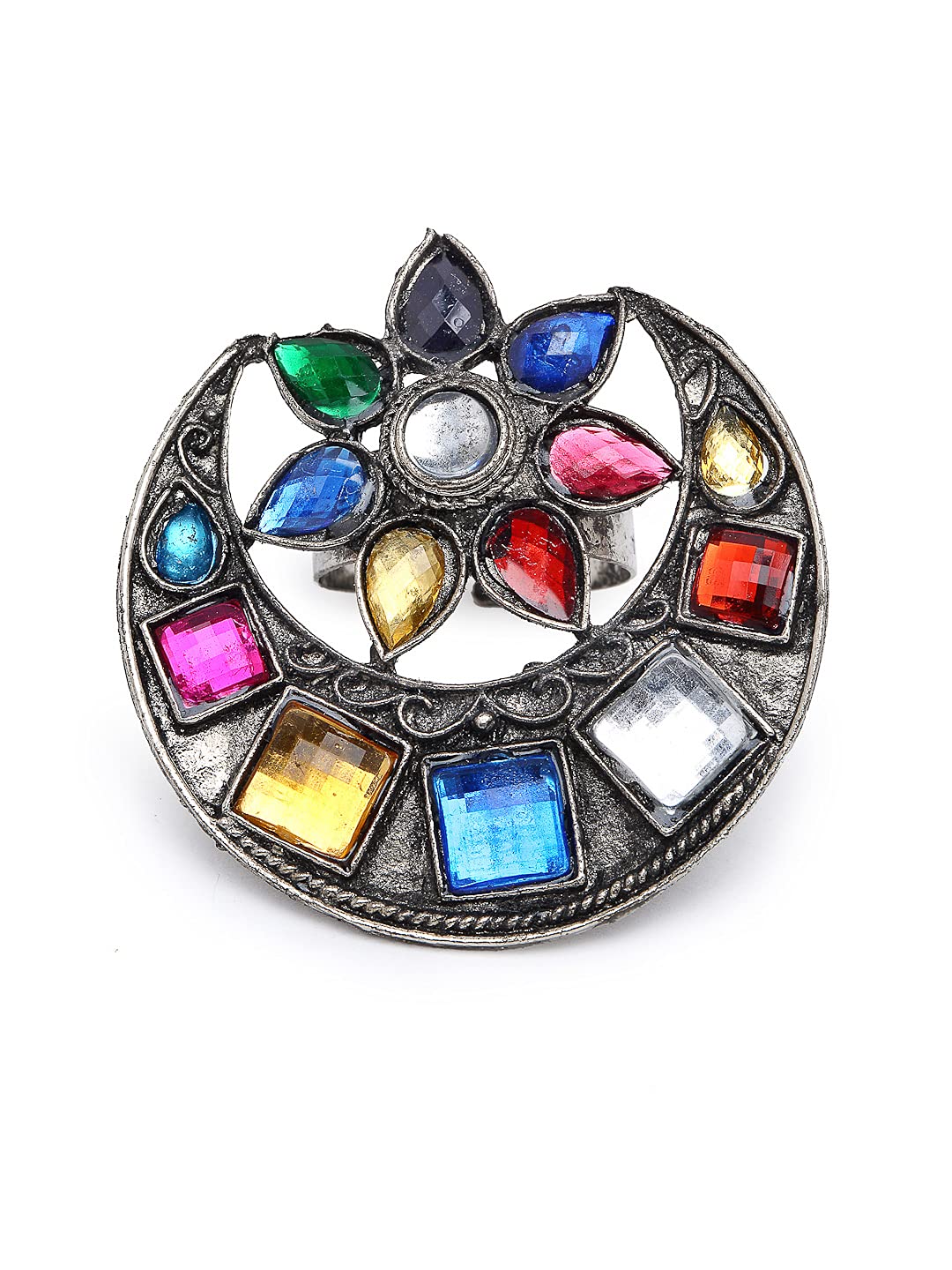 YouBella Jewellery Afghani Oxidised Silver Plated Ring for Women and Girls (Adjustable Size) (Style 6) (B091N52PSD) Amazon Price History, Amazon Price Tracker