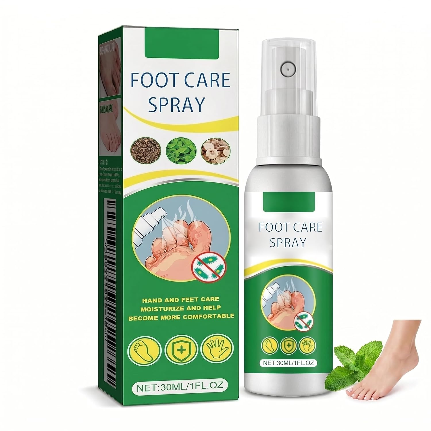 Foot Spray, Transparent Foot Spray Refreshing, Feet Sanitizer, Clean Feet And Shoes, Keep Fresh, Quick-Drying & Travel-Friendly, Moisturizing with Peppermint, 1.01 Fl OZ