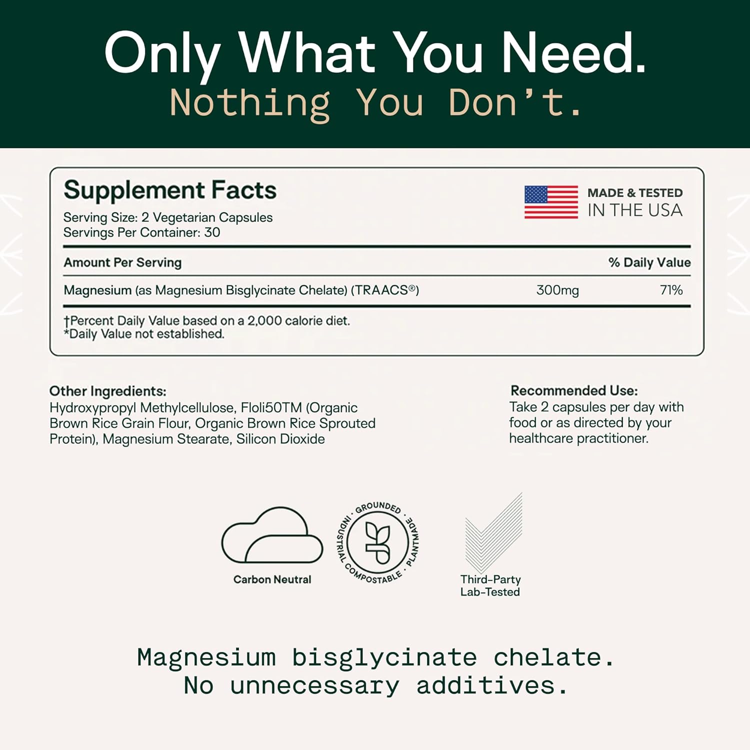 Adapt Naturals Magnesium Glycinate Supplement, Bioavailable High Absorption Pure Magnesium Chelate Complex, Supports Gut Health, Sleep, Relaxation, Bone and Muscles - 30 Days Supply