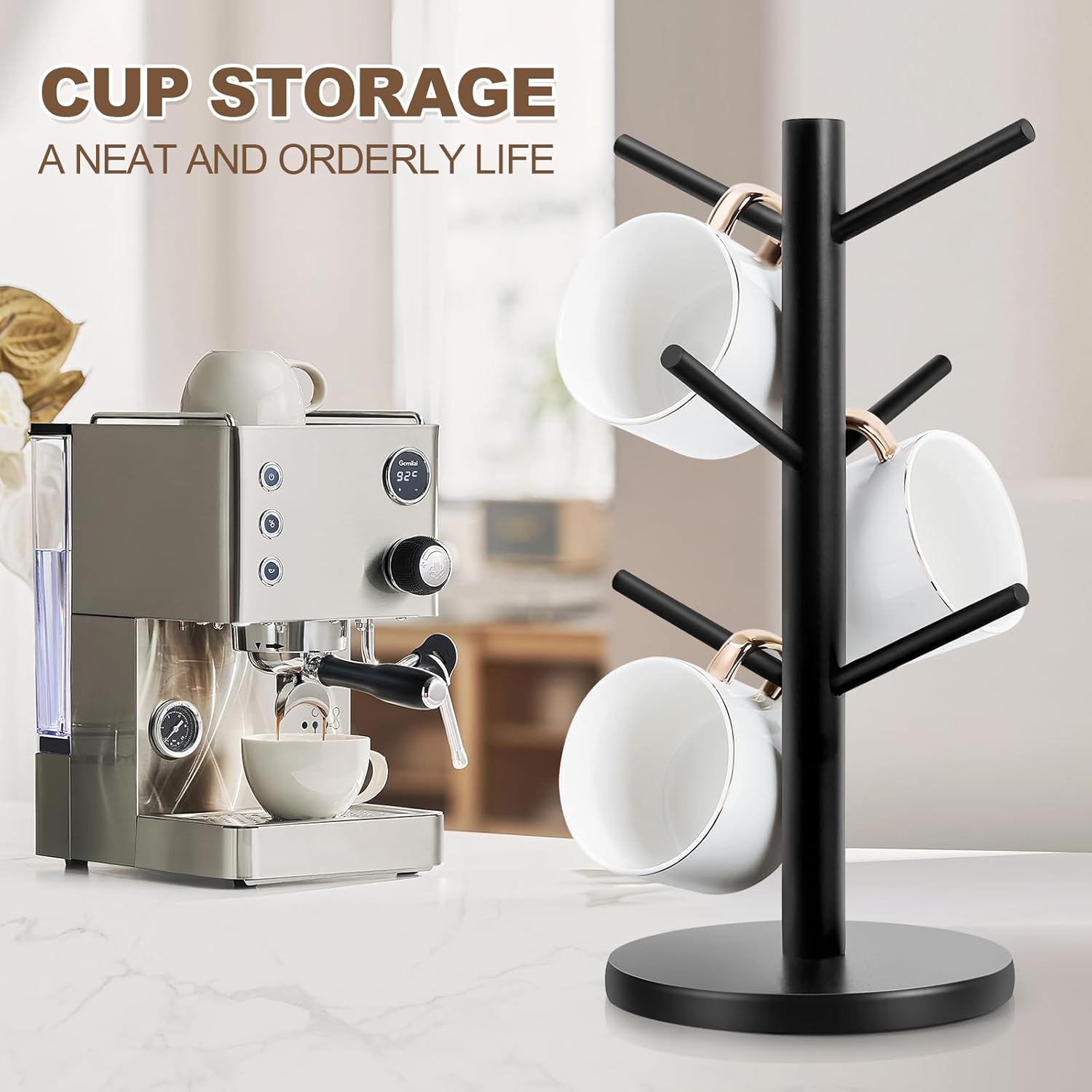 Mug Holder Tree, Thier Base Coffee Cup Holder for Counter,