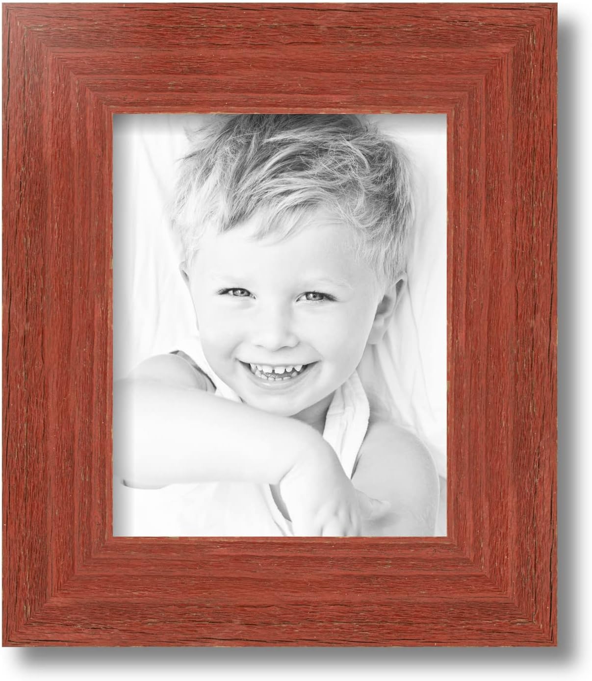 ArtToFrames 8x10 inch Real Reclaimed Red Barnwood 2.5 Inch Wood Picture Frame, WOMRFB-250-BRD-8x10