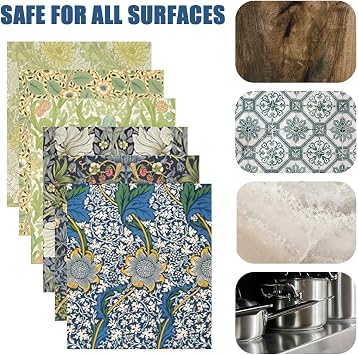 6 Pack Swedish Dishcloths - Reusable Eco-Friendly Dish Cloths, Biodegradable & Absorbent Kitchen Cleaning Cloths Set, Multi-Surface Washable Cloths for Home