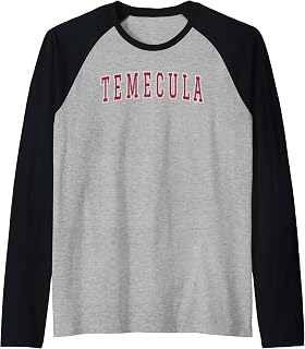Temecula California Souvenir Vacation College Style Red Text Raglan Baseball Tee