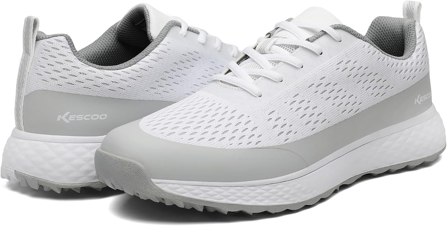 Miniatura 4 de KESCOO Zapatos de golf impermeables para hombre, calzado de golf profesional sin pinchos, ligero y cómodo al aire libre, zapatillas de entrenamiento