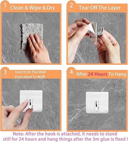 Miniatura 5 de Ganchos adhesivos de pared resistentes de 9.8 ft para colgar toallas, ganchos de puerta de ducha para baño, cocina, toallero, colgador de bata