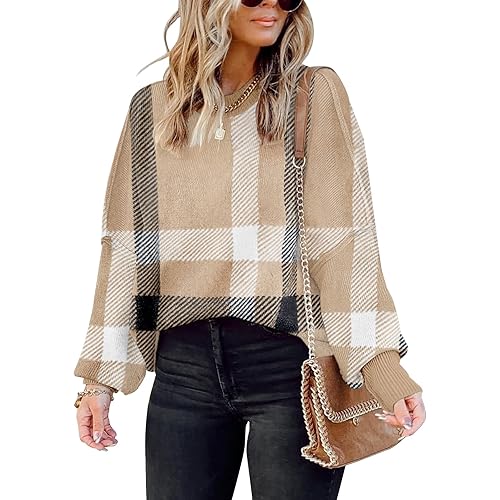 Womens Sweaters Causal Crewneck Batwing Sleeve Knit Top Side Split Oversized Pullover Sweater Loose Jumper