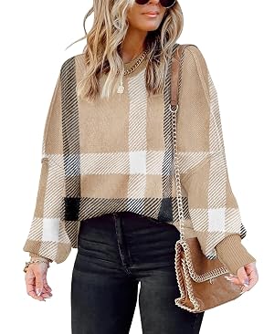 Womens Sweaters Causal Crewneck Batwing Sleeve Knit Top Side Split Oversized Pullover Sweater Loose Jumper