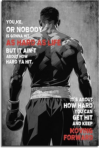 Póster inspirador de citas de película de boxeo, películas retro clásicas, motivacionales, vintage, regalos de arte de pared para hombres, amigos,