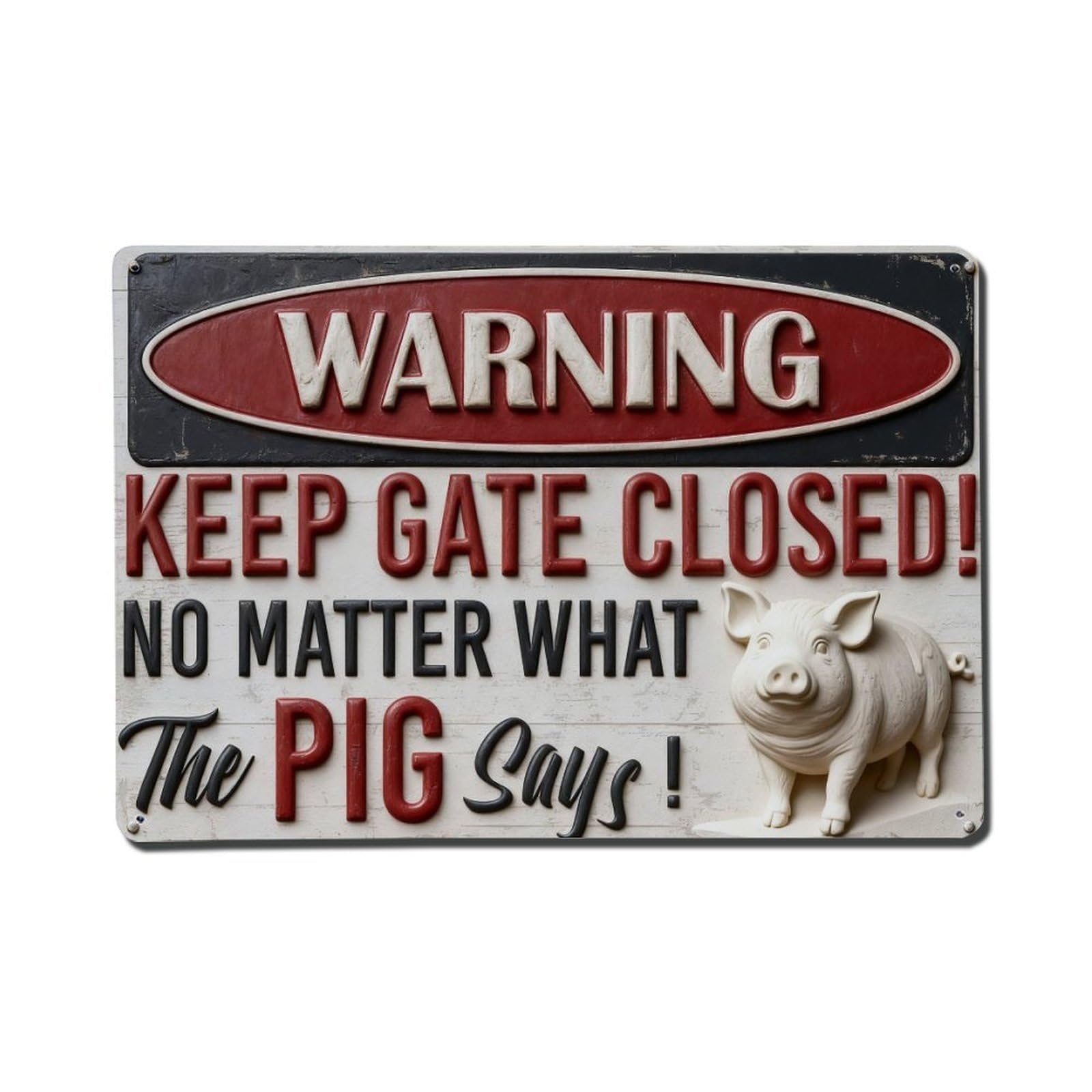 Iageret Vintage Warning Keep Gate Closed Pig Says Metal Tin Sign Retro Wall Decor, Bar Garage Cafe Kitchen Home Wall Art Poster Decoration 8X12inches