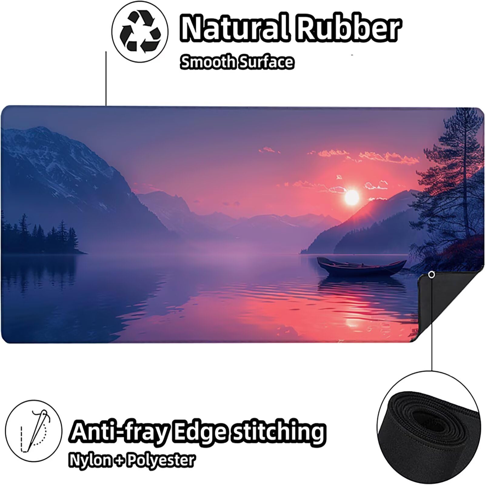 Amanecer Alfombrilla Ratón Gaming XXL 1500 x 800 mm, Alfombrilla Gaming PúRpura Mousepad con Base de Goma Antideslizante, Impermeable Desk Mat para Teclado y Raton, Accesorios Gaming, Regalos B-X