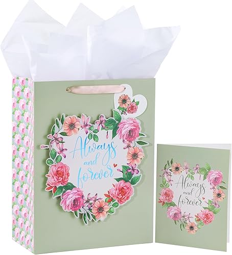 Miniatura 8 de WRAPAHOLIC Bolsa de regalo de boda grande de 13" con tarjeta y papel de seda - Copa de champán y Cheers