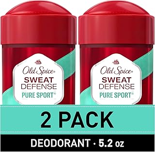 Old Spice Sweat Defense Antiperspirant & Deodorant for Men, 24/7 Ultimate Sweat Protection, Long Lasting Scent, Soft Solid, Pure Sport Scent, 2.6 oz (Pack of 2)