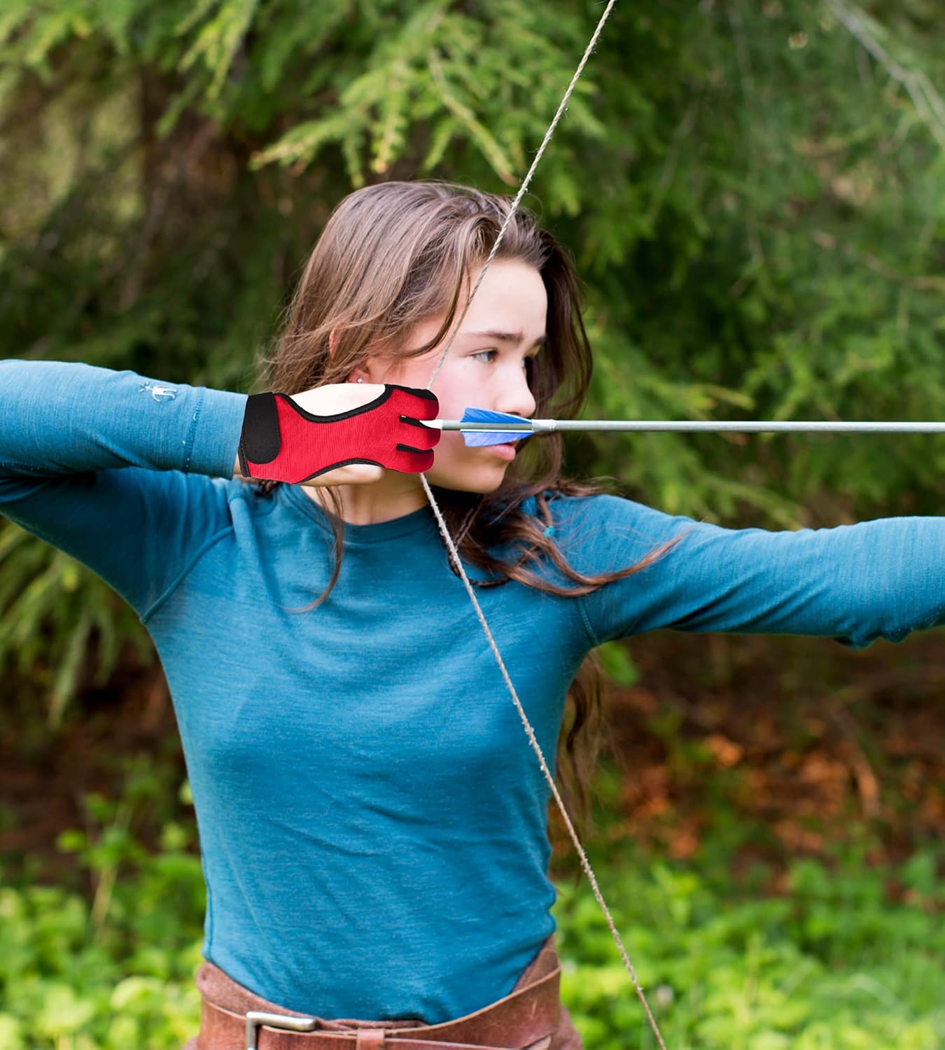 ChinFun Archery Gloves Leather Three Finger Protector Bow Shooting Hunting Glove for Youth & Adult Beginner : Sports & Outdoors