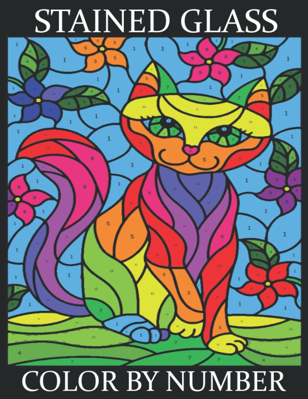 Buy Stained Glass Color By Number An Adult Coulor by Number Coloring