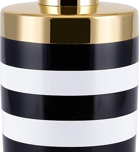 Miniatura 4 de Allure Home Creation Derby - Juego de accesorios de baño de cerámica de 3 piezas, color blanco y negro con acabado dorado metálico