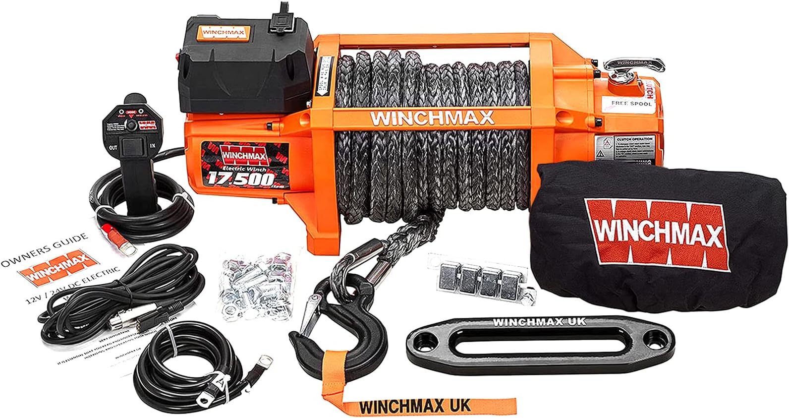 17,500lb 12v Winch with Dyneema Rope & Remote Controls