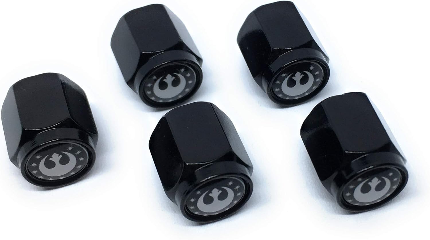 New Republic Galactic Empire Tire Valve Stem Caps (5 Pack) Dust Proof, with O Rubber Seal, All-Weather, Leak-Proof Air Protection Universal Stem Covers for Cars SUVs Trucks (Black)