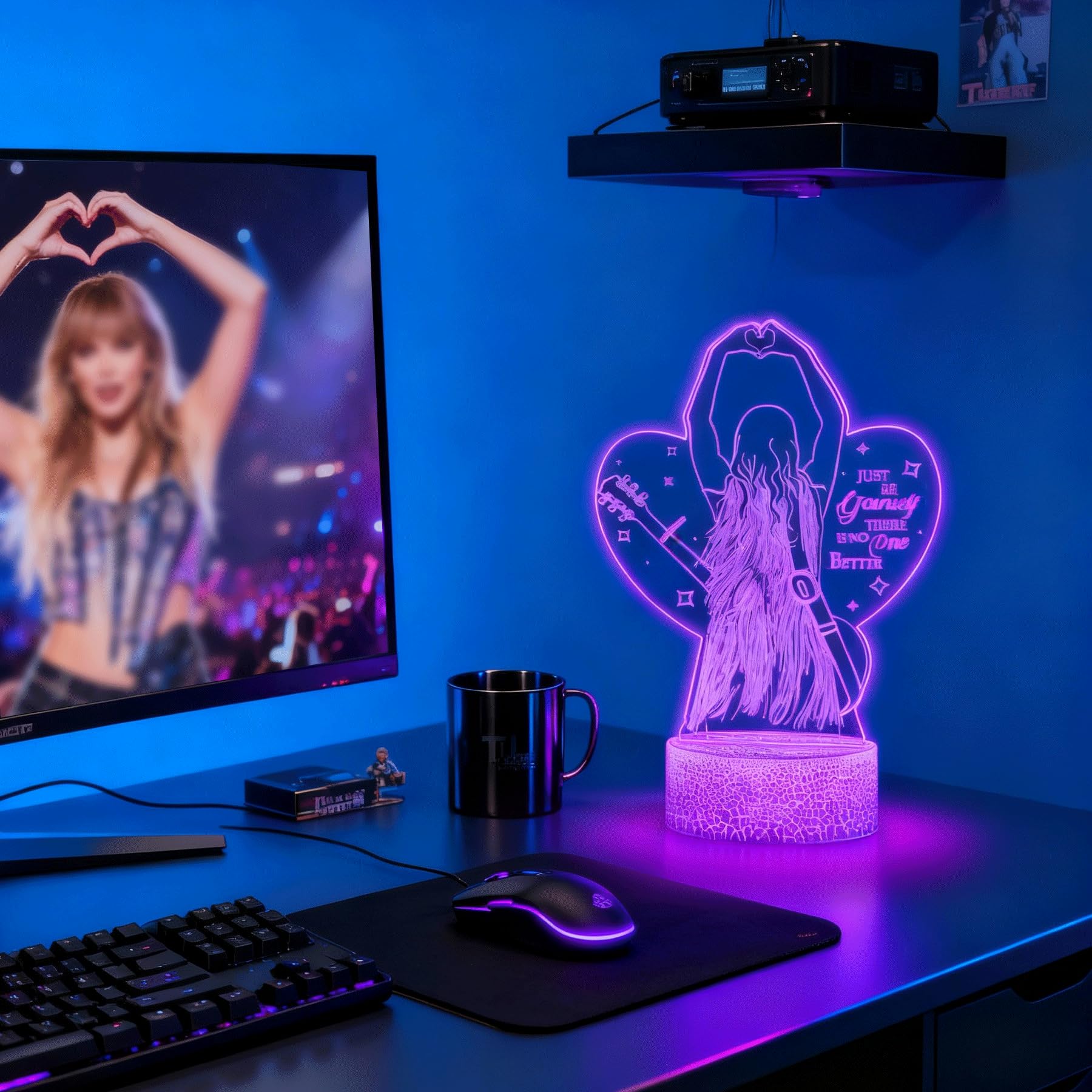 Luce notturna per ragazze, regalo di compleanno per donne, amici, adolescenti, luce notturna 3D con 16 colori, luce notturna dimmerabile con telecomando, regalo per San Valentino, regalo per la stanza