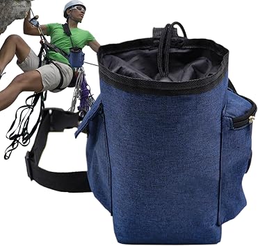 Rock Climbing Chalk Bag - Climber Gear Pouch, Chalk Holder with Belt | Drawstring Sport Powder Pack, Magnesium Dust Pouch with Pocket for Indoor Wall Training for Outdoor Bouldering Adventures