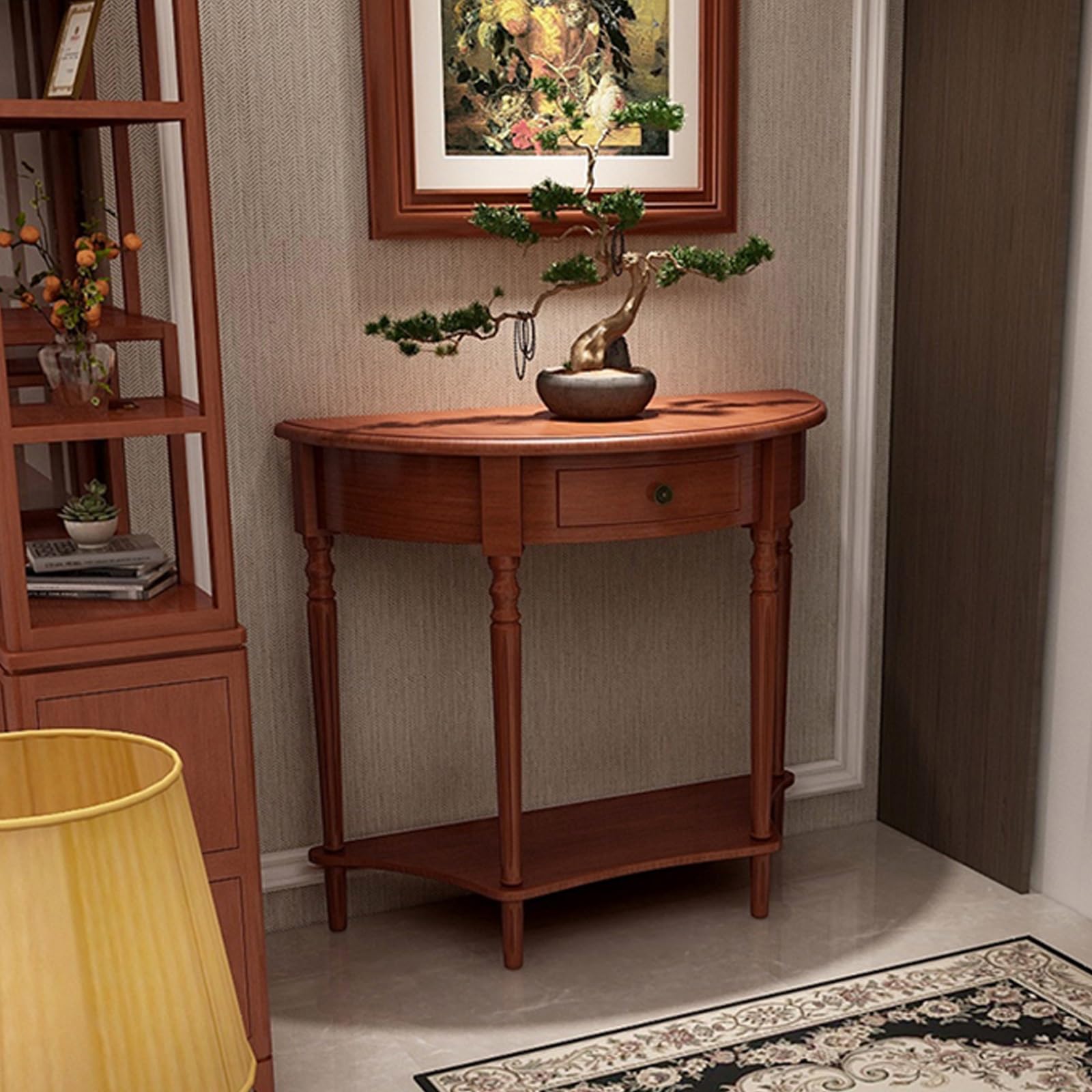 Mesa consola de madera para pasillos estrechos que necesitan orden