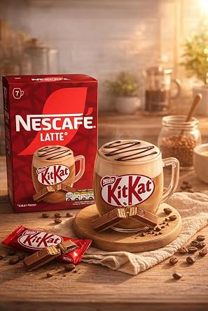 NESCAFÉ Latte Variety Pack Instant Coffee Sachets x7 (Pack of 5, Total 35 Sachets) – KitKat, Vanilla Latte, Caramel Latte, Toffee Nut Latte, Vanilla Cookie Dough