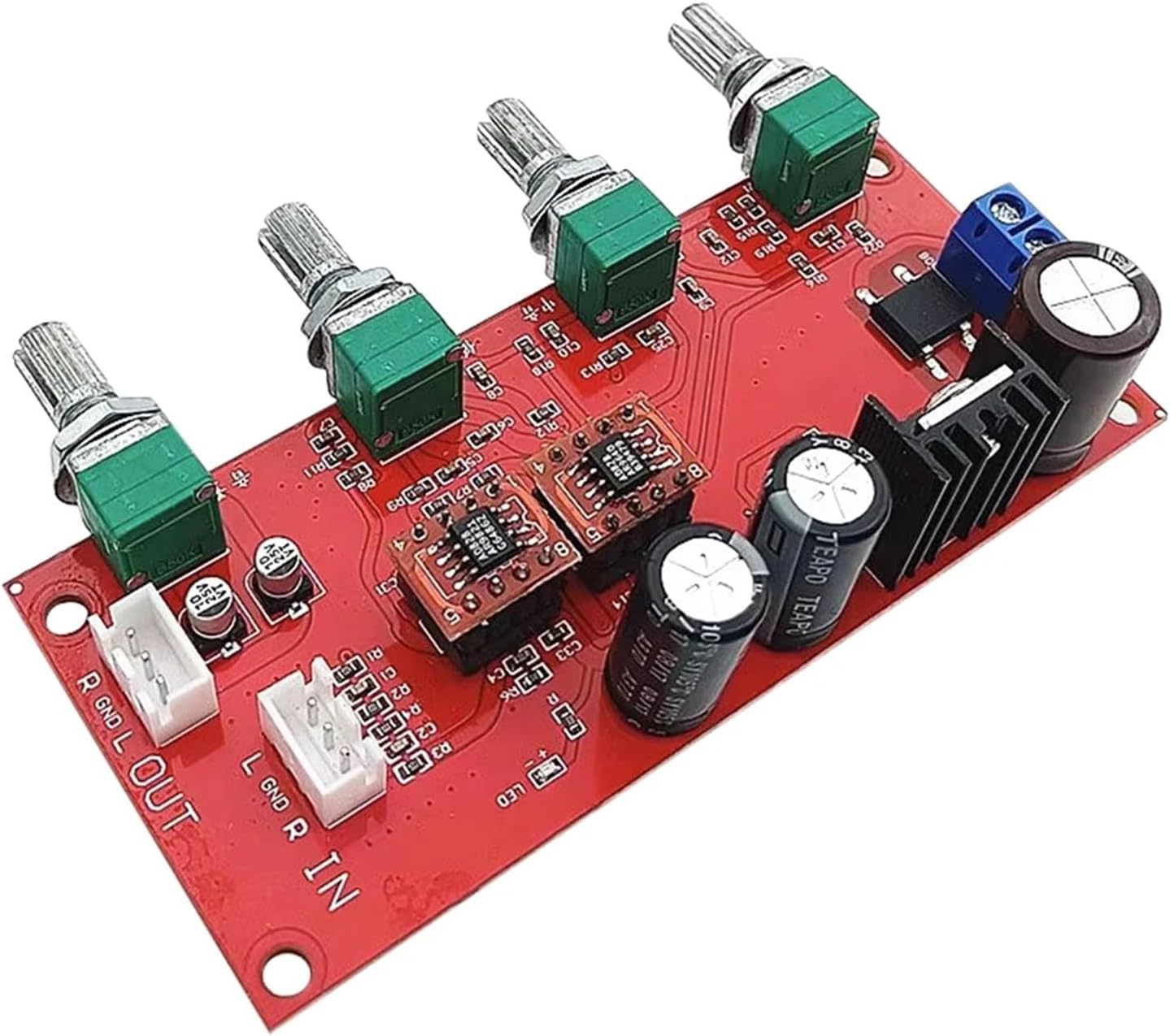 AD828 Preamplifier Volume Control Board with Treble Midrange and Bass Tone Controls Preamp Tone Board Power Board(Yellow)
