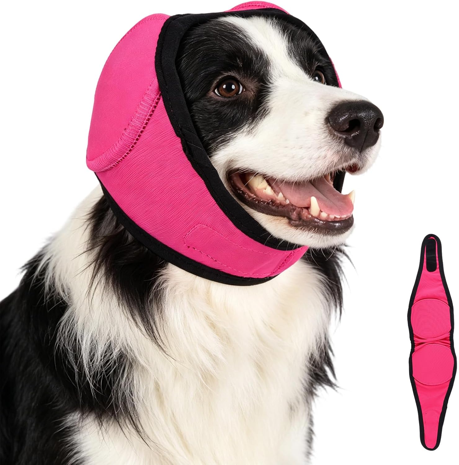 Noise Protection Ear Covers for Dog,Noise Cancelling Ear Wrap,Silent Dog Earmuffs Help Protect Against Noise and Reduce Anxiety,Adjustable Earmuffs are Suitable(Rose red, Large)