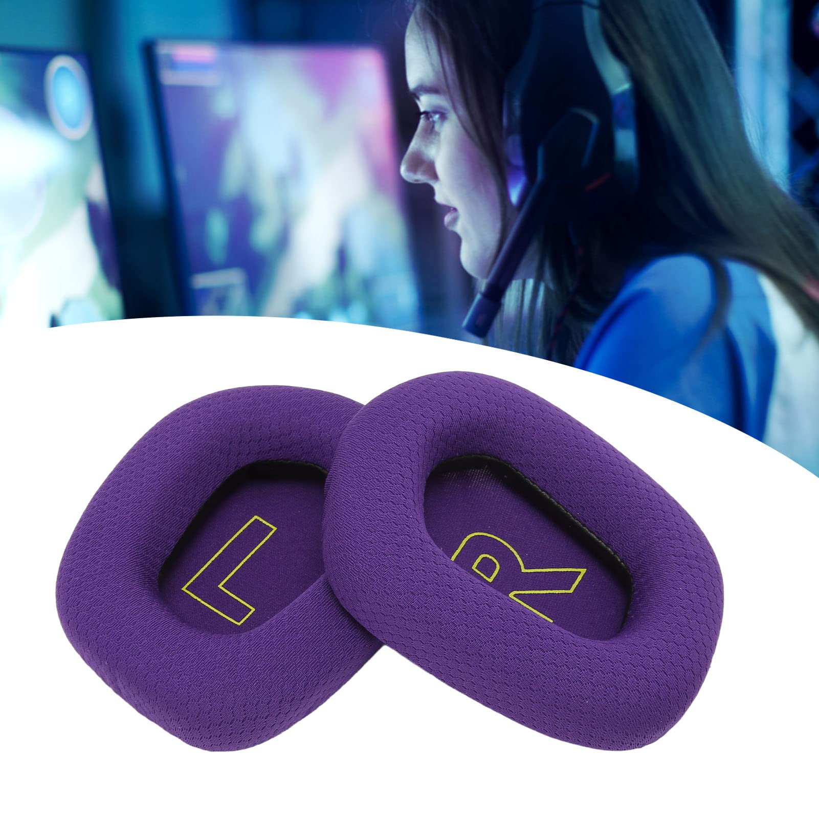 Logitech G733 Ohrpolster-Ersatz – 2 Stück Atmungsaktiv & Bequem | Memory-Schaum & Mesh | Silber-grau