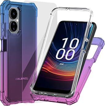 Ailiber for Celero 3 5G Phone Case, Boost Mobile Celero 2024 5G Case with Screen Protector, 2 Layer Structure Protection, Shockproof Corner TPU Bumper, Heavy Duty Slim Cover for Celero 5G 3-Blue Pink