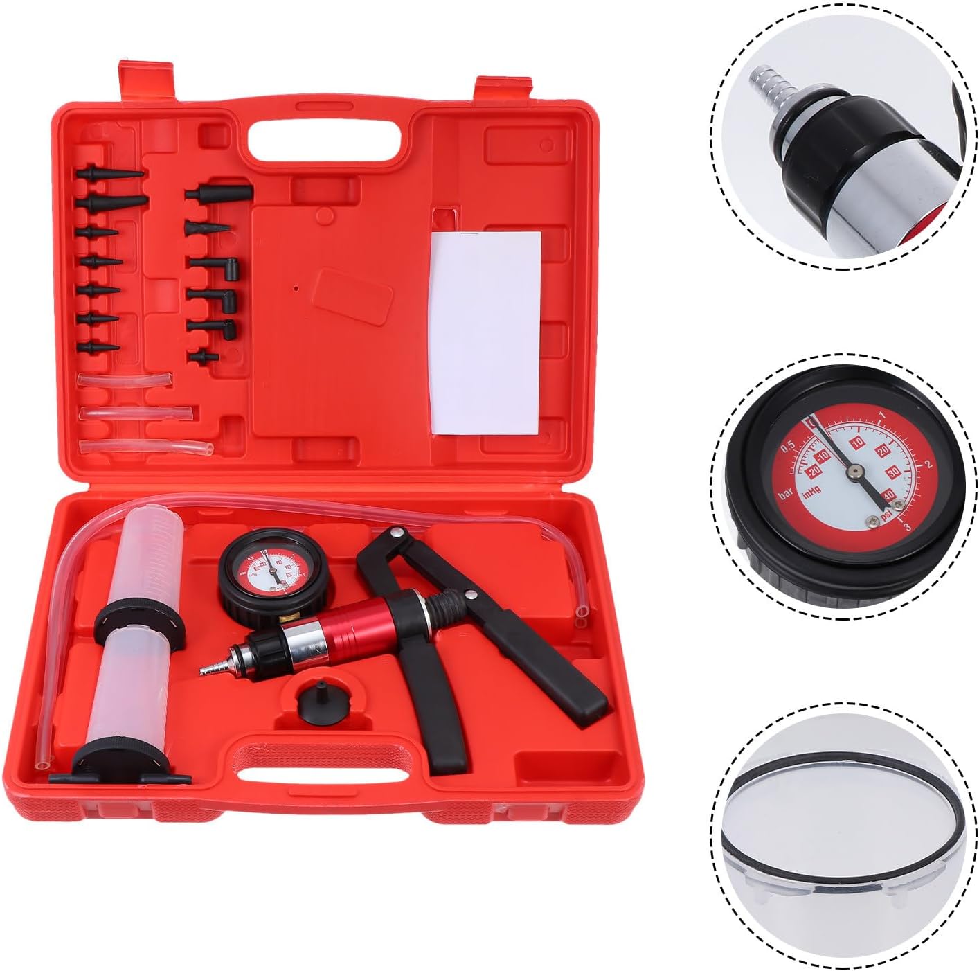 Car Brake Fluid Bleeder Tool and Clutch Fluid Hand Pump Kit Vacuum Pressure Bleeding Set for Automotive Brake Oil Change and Portable