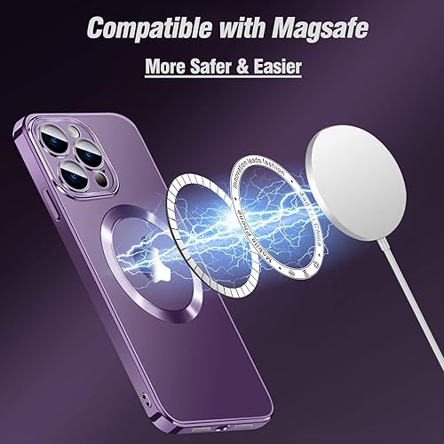 Miniatura 7 de aowner Funda magnética transparente para iPhone 13 Pro Max con protector de lente de cámara, compatible con MagSafe, no se amarillea, ajuste