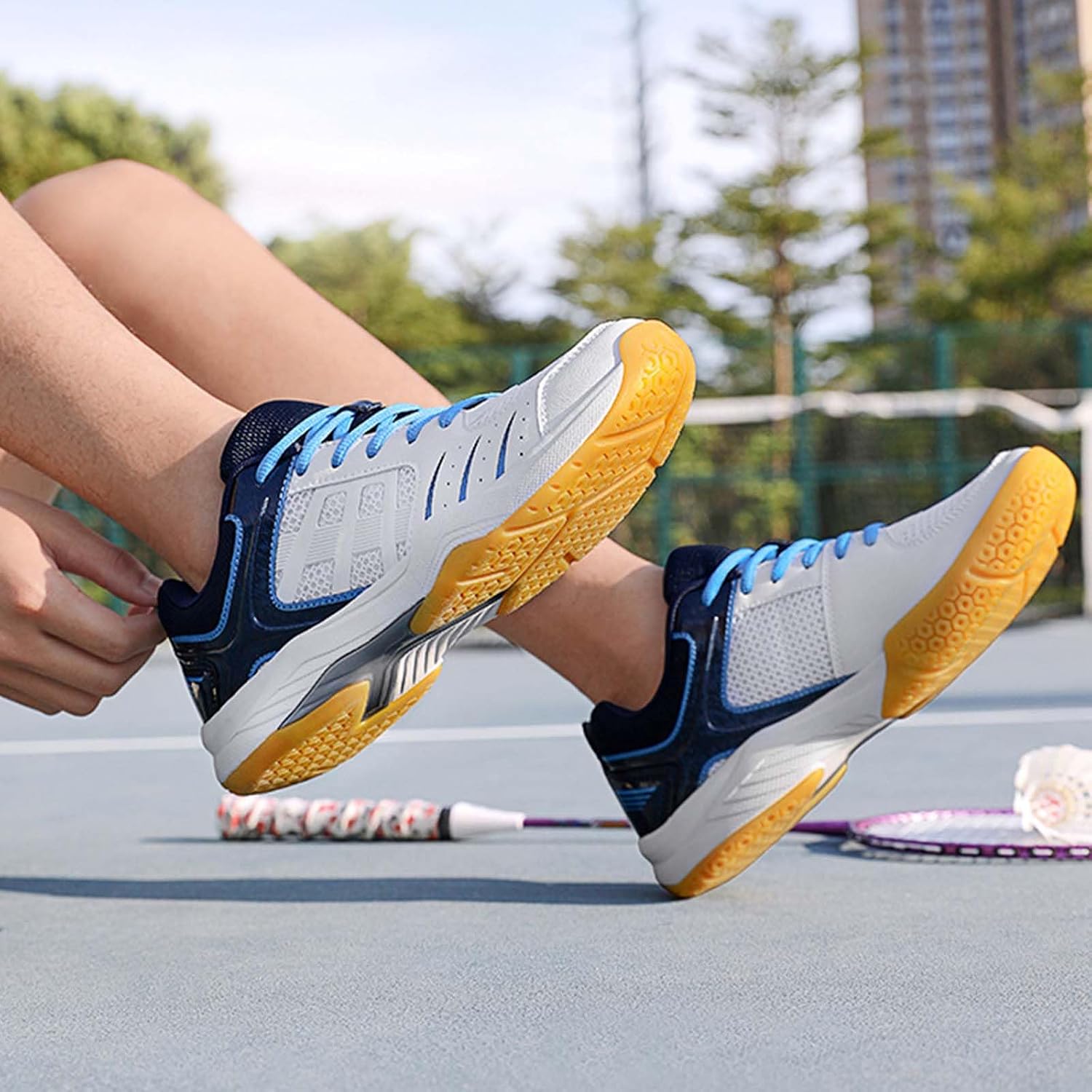 Mens Tennis Trainers Lightweight Badminton Indoor Court Shoes for Pickleball Volleyball Support Athletic