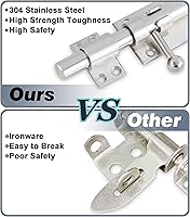 Vista 4 de Alise Pestillo de cerrojo de barril de 6 pulgadas, SUS304 de acero inoxidable estilo candado, pestillo de cerradura de puerta pesado, pestillo