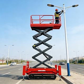 Industrial Electric Scissor Lift, Adjustable Height Hydraulic Lift Platform for High Reach Work