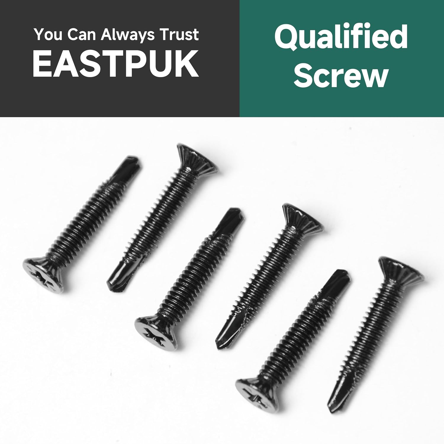 400Pcs #8 x 3/4" Self Tapping Screws for Metal, Black 410 Stainless Steel Serrated Flat Head Self Drilling Sheet Metal Screws for Aluminum Steel Furniture Windows Ceilings Slidings Railings