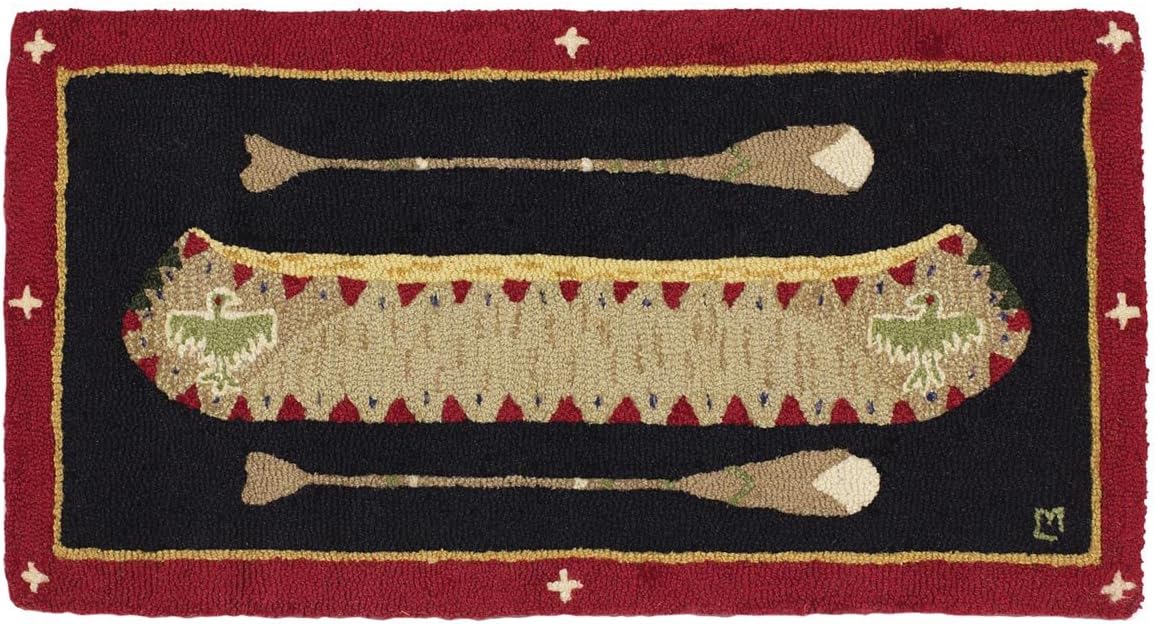 BLACK FOREST DECOR Red Longboat Hooked Wool Accent Rug