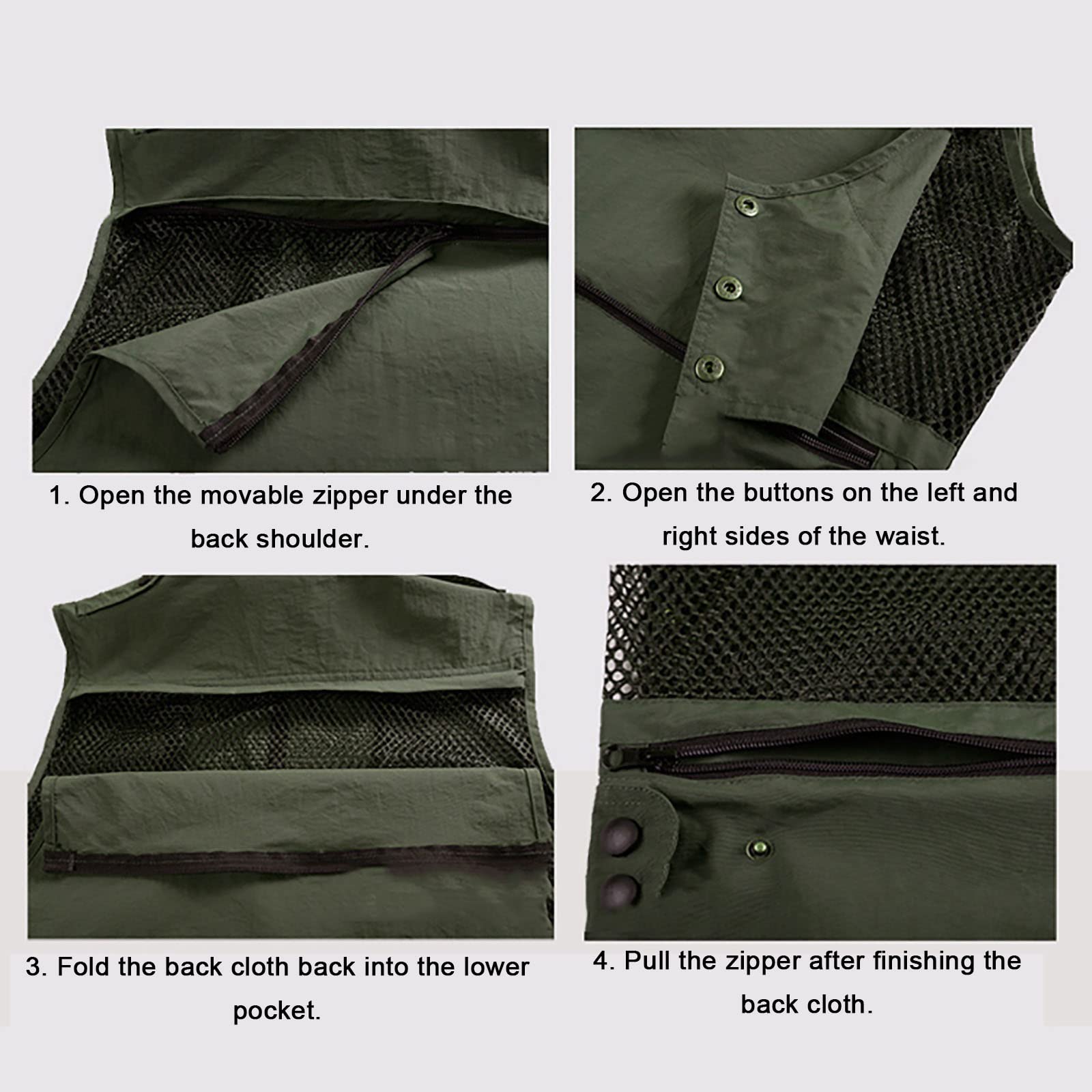 Mire Gilet de Pêche avec Multi-Poches Hommes pour Chasse Randonnée Escalade Voyageant Photographie Extérieur (Size:XL,Color:Rouge)